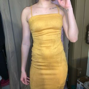 Suede mustard bodycon dress